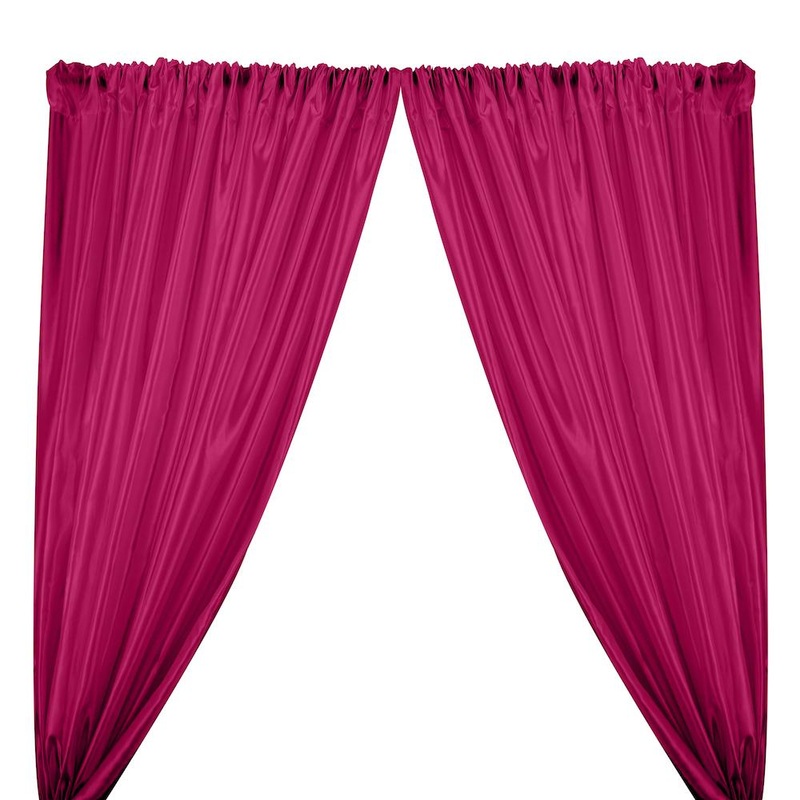 Extra Wide Nylon Taffeta Rod Pocket Curtains – Fuchsia 10ft x 9ft Natural Edges Top only