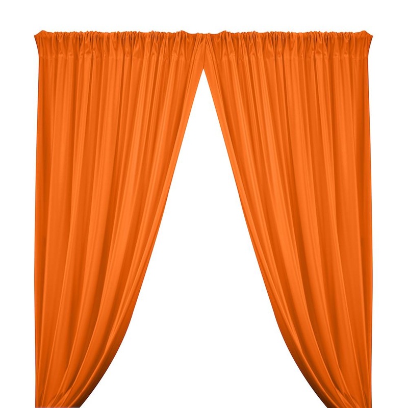 Shiny Milliskin Rod Pocket Curtains – Neon Orange 10ft x 5ft Natural Edges Top only