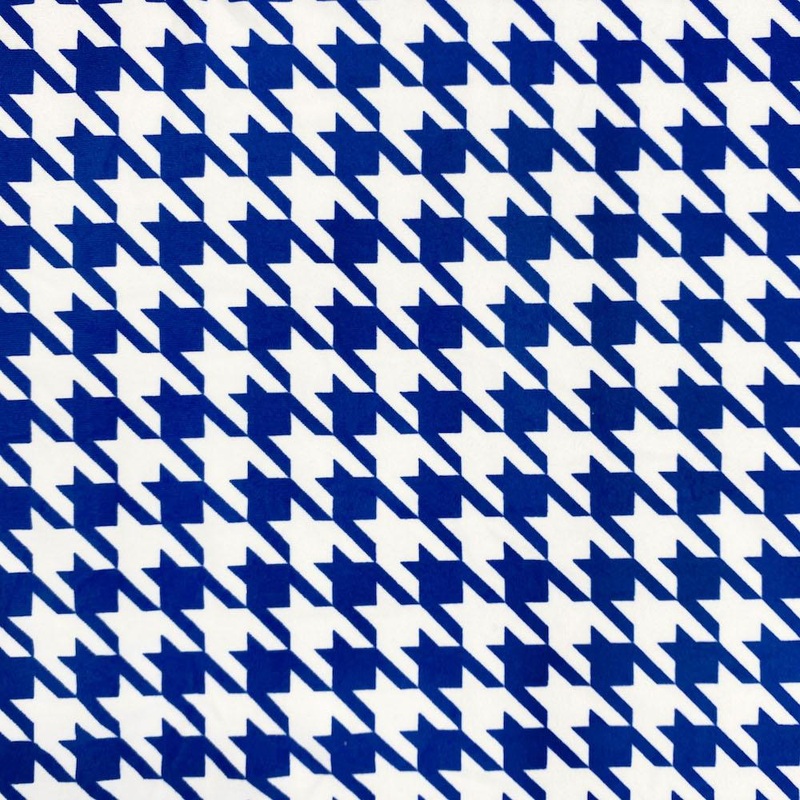 Royal Blue Houndstooth Print DTY Brushed (10-5)