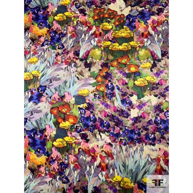 Garden Floral Printed Silk Charmeuse – Multicolor Fabric by the Yard