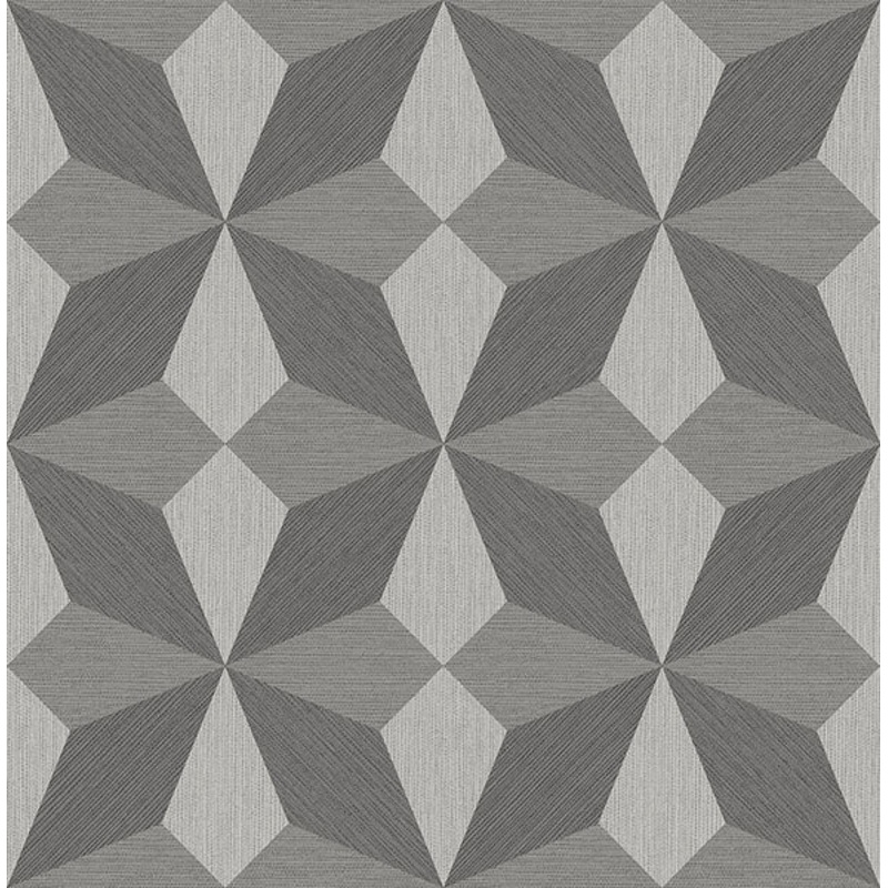 2896-25300 Valiant Grey Faux Grasscloth Mosaic Wallpaper Per Bolt
