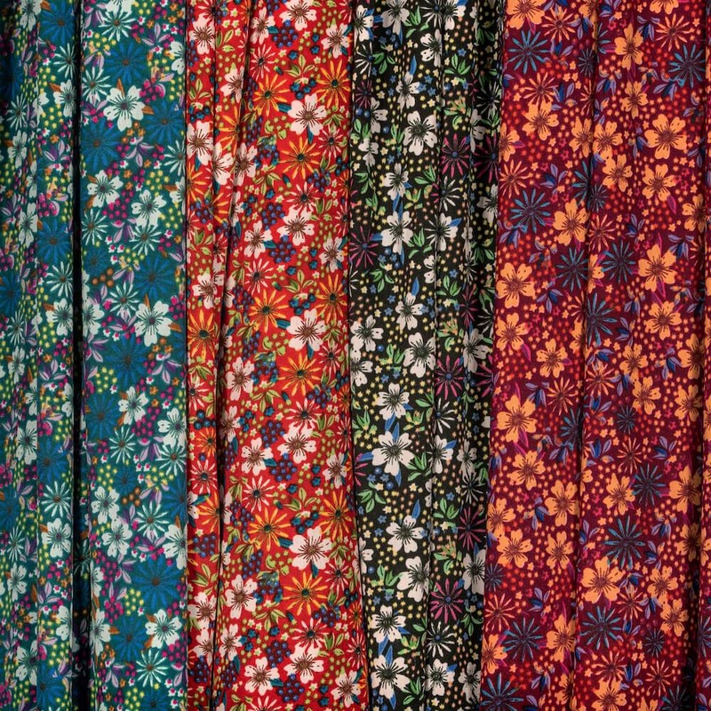 Hibiscus Crepe De Chine Print Red Yard