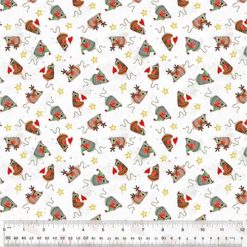 Meowy Christmas ~ Jolly Mice ~ 54486-1 White 1/2 Yard