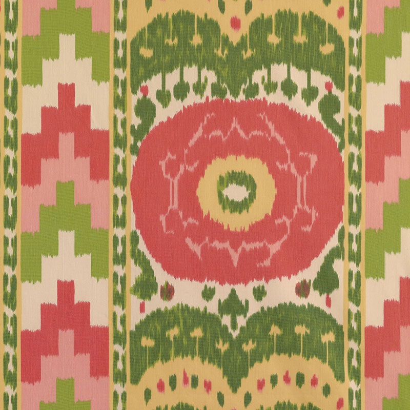 Samarkand Ikat II Watermelon Fabric By The Yard