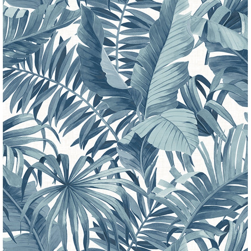 2744-24133 Alfresco Navy Palm Leaf Wallpaper Per Bolt
