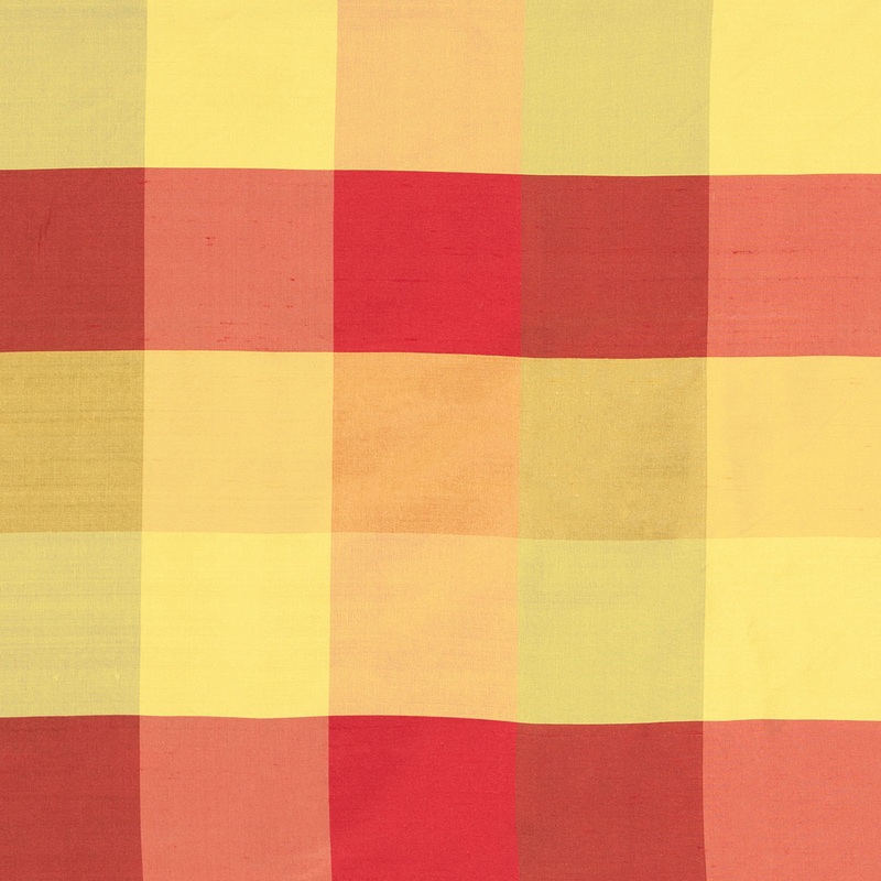 RK Classics Madelyn Silk Dupioni Plaid Red Rose Fabric