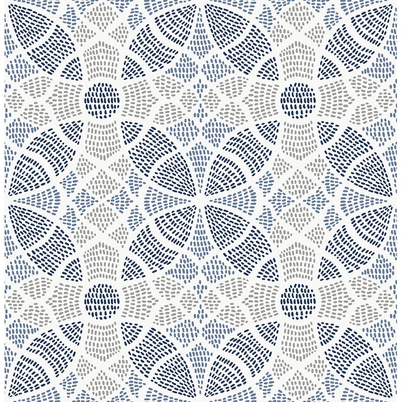 2764-24335 Zazen Blue Geometric Wallpaper Per Bolt