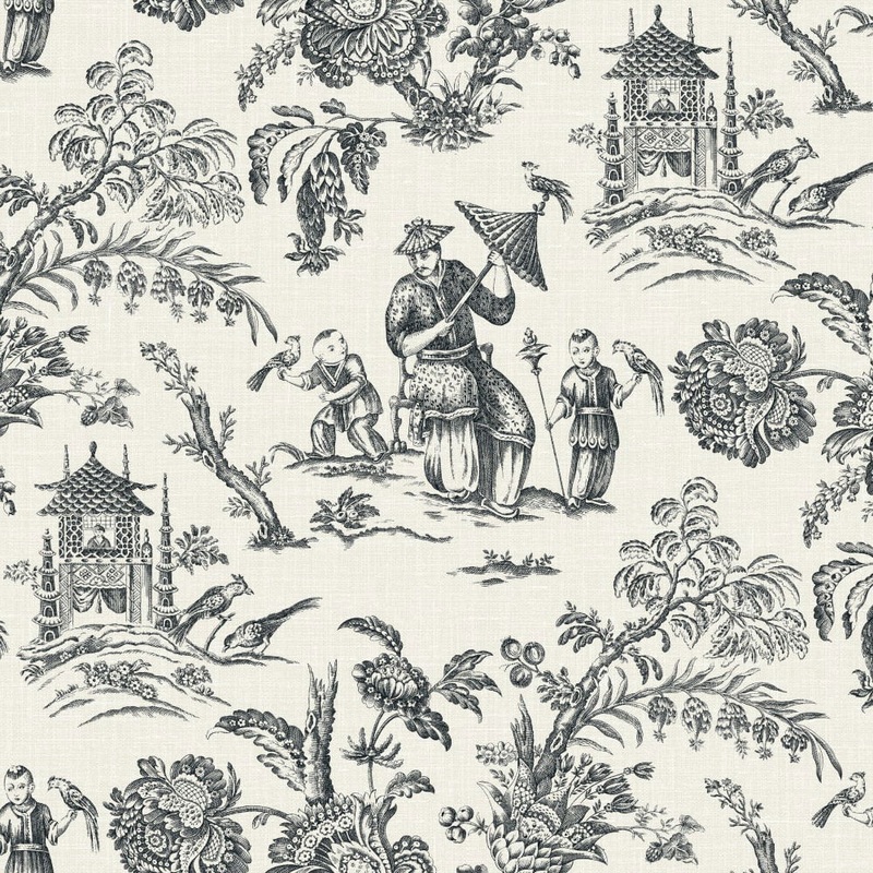 Seabrook Designs Chinoiserie Linen Poppy Seed Fabric